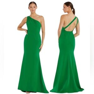 IEENA FOR MAC DUGGAL Kelly Green One Shoulder Jersey Mermaid Gown Size 4